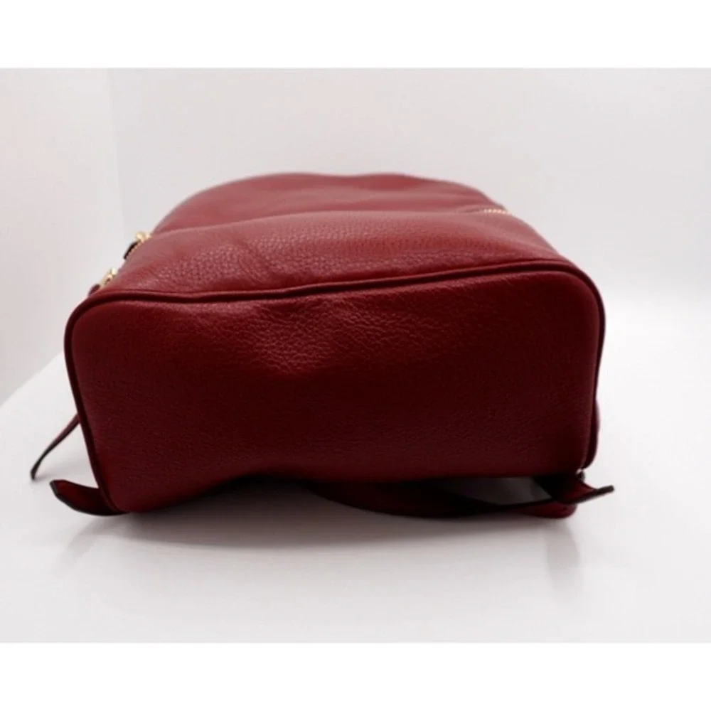Michael Kors‎ Rhea Medium Pebbled Leather Backpack Burgundy Gold Hardware 37-08